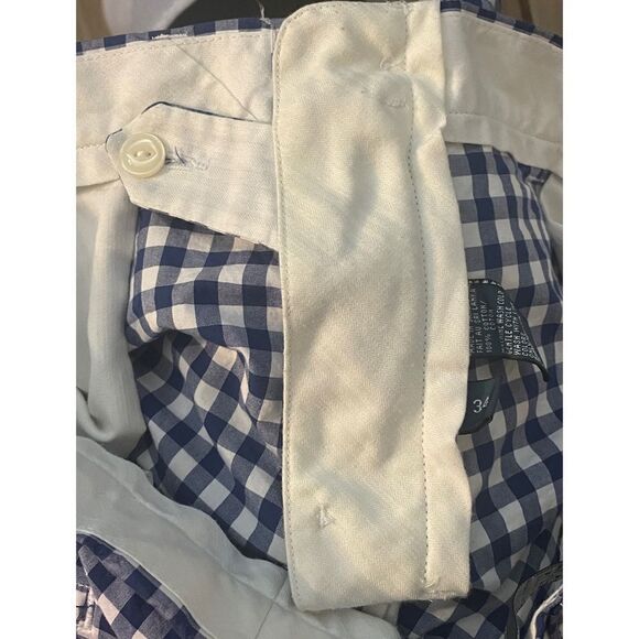 VTG Polo Ralph Lauren Gingham Shorts Blue & White Check Men's 34 100% Cotton - Picture 5 of 10